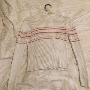 Striped White Turtle Neck